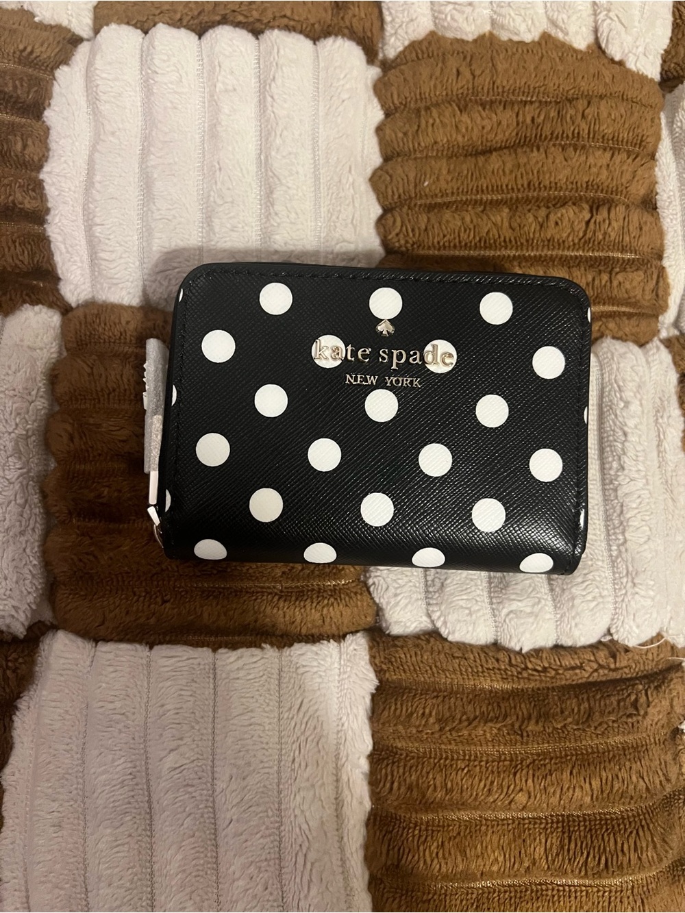 Kate Spade Cheers Charming Dot Compact Zip Wallet in Black Muti NWTS!